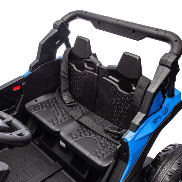 English Elm 24v Two Seat Kids Electric Utv with Parental Remote Suspension Off Road Ride On Blue W1578P184799