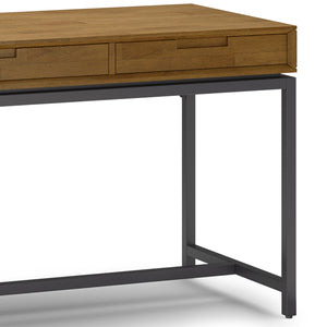 English Elm Banting Mid Century Wide Desk - Stylish Medium Saddle Brown With Versatile Storage & Metal Accents B136P158461
