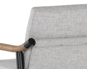 Sunpan Meadow Counter Stool - Timeless Design with Stain-Resistant Fabric and Solid Oak Wood Armrests Vault Fog