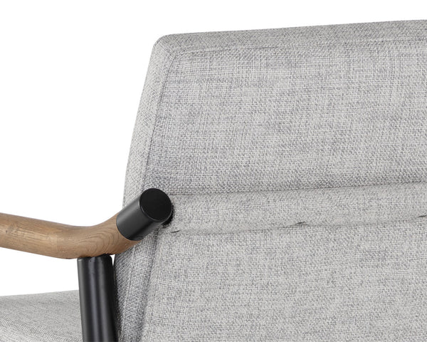 Sunpan Meadow Counter Stool - Timeless Design with Stain-Resistant Fabric and Solid Oak Wood Armrests Vault Fog