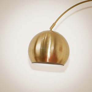 English Elm Oasis Sculptural Brass Arm Floor Lamp with Adjustable Head and White Marble Base B183P231747