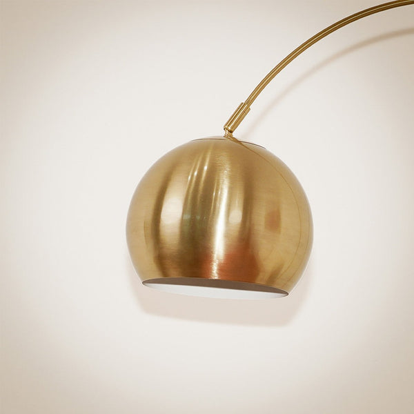 English Elm Oasis Sculptural Brass Arm Floor Lamp with Adjustable Head and White Marble Base B183P231747