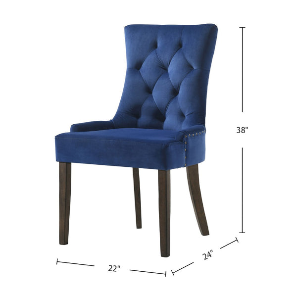 English Elm Set Of 2 Luxurious Velvet Dining Chairs In Rich Blue With Weathered Oak Legs For Timeless Elegance B016P315275-GIGA