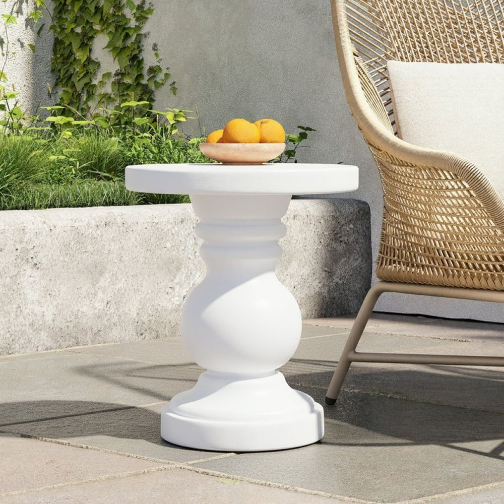 English Elm 20 Inch Handcrafted Mgo Cylindrical Side Table for Patio Living Room Use N772P390676W