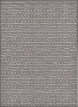 Unique Loom Outdoor Modern Links Machine Made Striped Rug Gray, Gray/Silver 7' 0" x 10' 0"