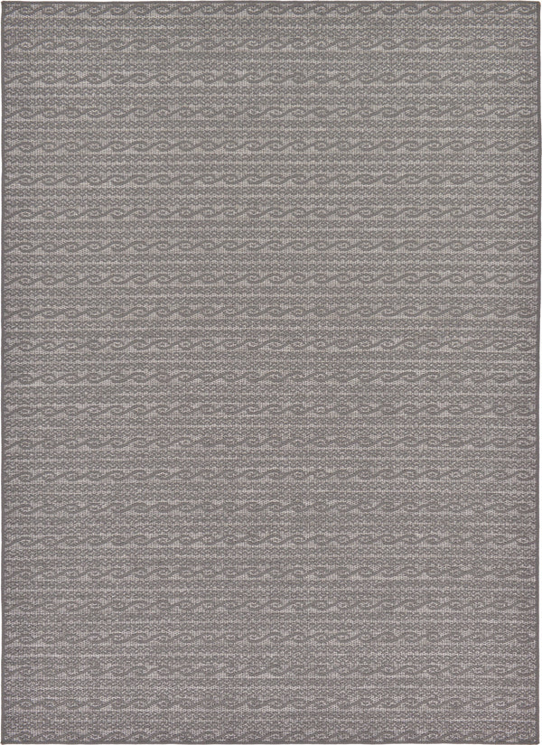Unique Loom Outdoor Modern Links Machine Made Striped Rug Gray, Gray/Silver 7' 0" x 10' 0"