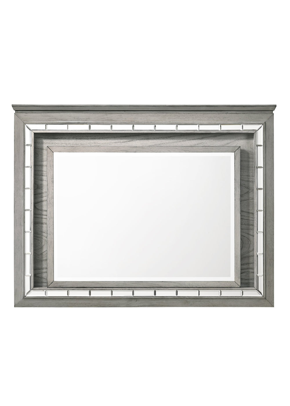 English Elm Antares Light Gray Oak Mirror with Touch LED Lighting, 24"x33" Beveled Edge Modern Wall Accent B2726P257362