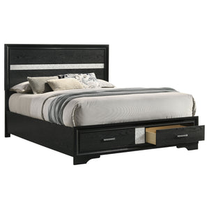 English Elm Orchid Black Queen Storage Panel Bed with Crystal Pulls, Glitter Trim, Beveled Frame & Slatted Base B062S00697