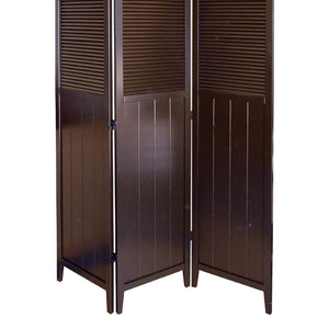English Elm 70" Tall 3-Panel Screen Room Divider - Stylish "Shutter Door" Design In Espresso For Any Space B072115976