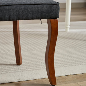 English Elm Rayon High-Back Dining Chair Set with Plush Flocking Upholstery, Rebound Sponge Comfort, Solid Wood Legs Black W1143P233646