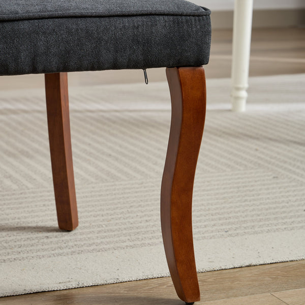 English Elm Rayon High-Back Dining Chair Set with Plush Flocking Upholstery, Rebound Sponge Comfort, Solid Wood Legs Black W1143P233646