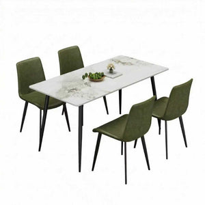 English Elm Dining Chairs Set of Two Faux Leather Upholstered Seats with Sleek Metal Legs Modern W3316P426953