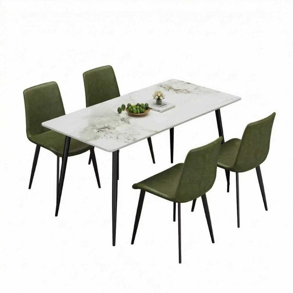 English Elm Dining Chairs Set of Two Faux Leather Upholstered Seats with Sleek Metal Legs Modern W3316P426953