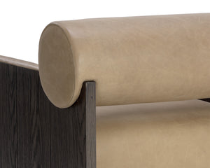 Sunpan Coburn Lounge Chair - Contemporary Comfort with Semi-Aniline Leather and Distinctive Wood Graining Dark Brown / Sahara Sand Leather