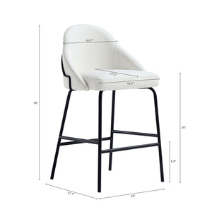 English Elm Gracie Modern Counter Stool - Stylish White & Black Metal Design With Plush Leatherette Seating B365P397976