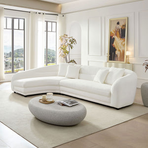 English Elm 125.2 Inch Curved Modular Sectional Sofa White Polyester Upholstered Living Room Couch W2582S00193