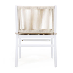 English Elm Christopher Knight Home® - Outdoor Acacia Wood Dining Chairs Set of 2 with Woven Rope Back, Waterproof Cushions, 400lb Capacity Beige+White N779P224995W