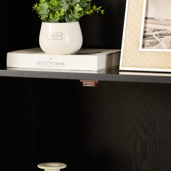 English Elm 72.4" Tall Storage Cabinet with 8 Doors and 4 Shelves, Oak Finish Large Freestanding Organizer for Home Black W2275P292651