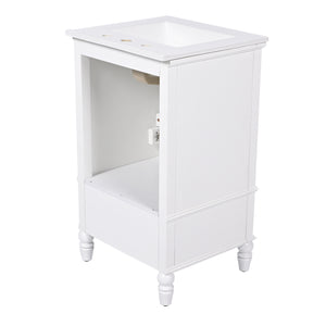 English Elm 20" Modern Bathroom Vanity with Ceramic Sink, MDF Cabinet w/ Drawer & Doors, Magnetic Stopper, Black Handles N725P340025K