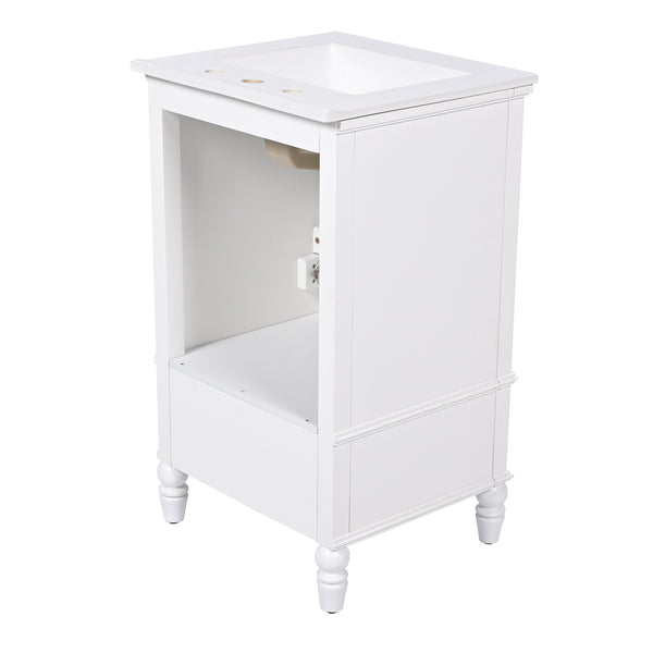 English Elm 20" Bathroom Vanity with Sink Modern MDF Cabinet with Ceramic Top, Drawer, Magnetic Door Stopper White N725P195132K