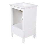 English Elm 20" Bathroom Vanity With Sink, Bathroom Cabinet With Two Doors, Magnetic Door Stopper and Adiustable Foot Pads, A Drawer, White