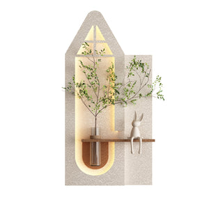 English Elm Adjustable 3D Sandstone Wall Art With Led Lights, Rabbit Figurine & Hydroponic Glass Vase For Home Decor W2700P313032
