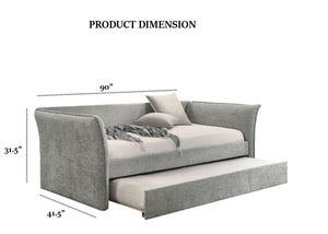 English Elm Transitional Twin Daybed with Diamond Tufted Back and Wood Trim, Versatile Seating & Sleeping Solution Gray 45 L x 39 W x 12 H B2741S00666