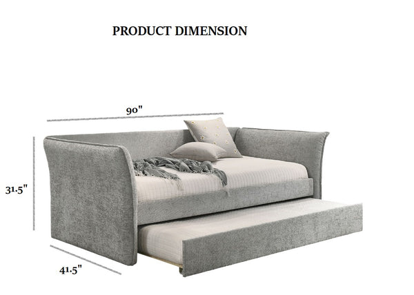 English Elm Transitional Twin Daybed with Diamond Tufted Back and Wood Trim, Versatile Seating & Sleeping Solution Gray 45 L x 39 W x 12 H B2741S00666