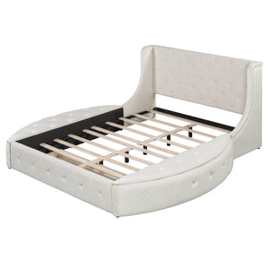English Elm Upholstered Queen Platform Bed Velvet Wingback Storage Drawer with Side Stools LP100815AAA