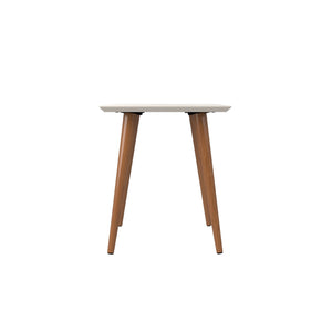 English Elm Utopia Lacquered 17" Square End Table with Solid Wood Splayed Legs, Sleek Durable Accent Piece Off White B365P398486