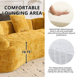 English Elm Yellow Curved Compressed Sofa - Nordic Design, Soft Upholstery, Versatile Comfort For Any Space W3612S00011-GIGA