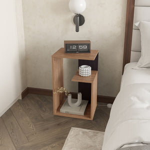 English Elm Vega Modern Side Table With Open Storage - Durable Melamine, Pine & Black Finish For Any Space B128P287510-GIGA