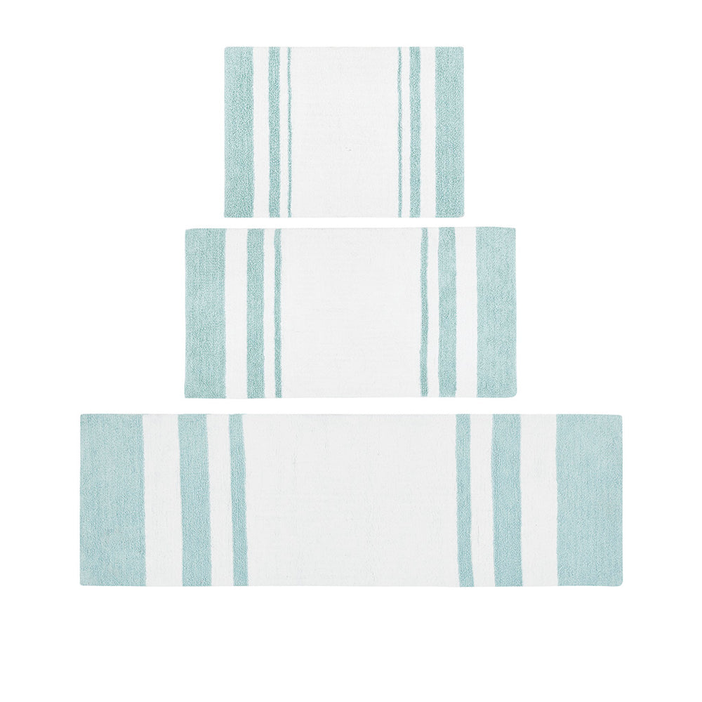 JLA Home Madison Park - Reversible Cotton Bath Rug with Plush Absorbent Pile, Dual-Sided Cut & Loop Design, Machine-Washable Elegance Aqua MP72-1488