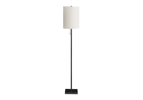 English Elm Lighting, 62"h sleek metal floor lamp with ivory drum shade, pull-chain, modern ambient lighting for rooms Black 12 L x 12 W x 19 H B2710P221315