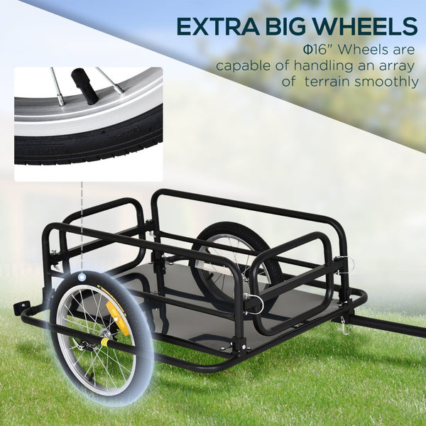 English Elm Aosom Heavy Duty Steel Bike Cargo Trailer Foldable 110 Lb Capacity Universal Hitch W2225P200662