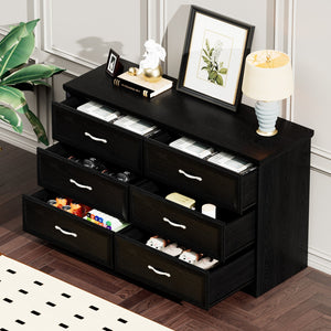 English Elm Modern Antique-Style 3-Drawer Chest with Gold Frame Knobs, Waterproof MDF, Anti-Tip Safety Design Black W1668P162670