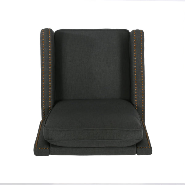 English Elm Christopher Knight Home® - 27.5" Wide Manual Standard Recliner with Plush Upholstery, Nailhead Trim & Contemporary Pushback Comfort Dark Gray 62808.00DGRY