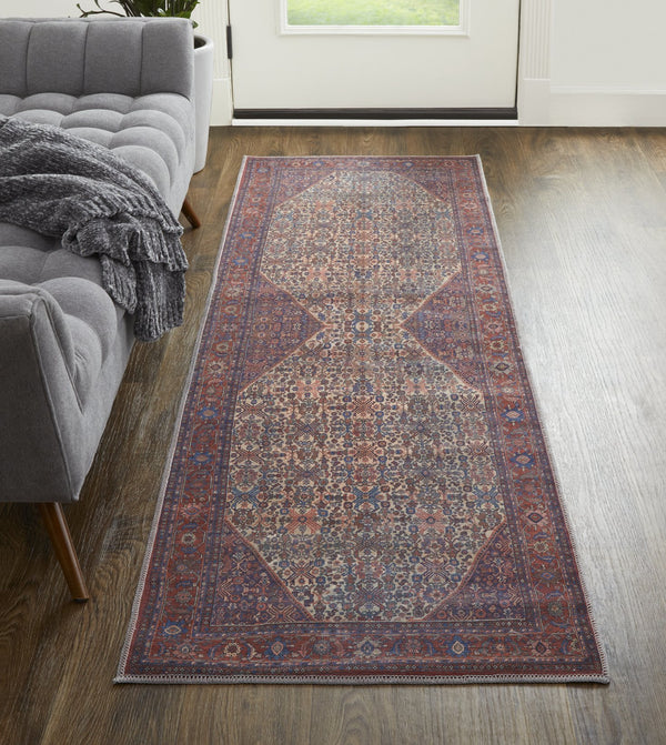 Feizy Rugs Rln39hjf Rawlins Vintage-inspired Polyester Medallion Rug – Antique Charm With Intricate Patterns & Warm Hues Red,Tan,Blue Polyester Rln39hjfbgeredi7a