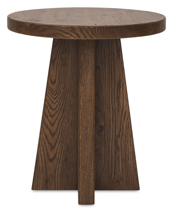 Hooker Furniture Driftwood Round End Table With Distressed Buckboard Oak Finish, Compact Pedestal Design For Small Spaces Medium Wood 6820-80213-85