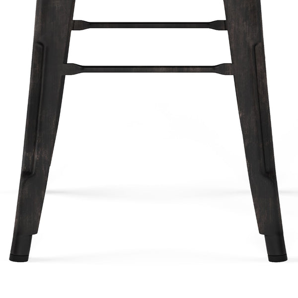 English Elm Rayne 30" Metal Bar Stool Set Of 2 - Industrial Style, Ergonomic Comfort With Distressed Black Finish B136P159494-GIGA