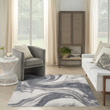 Nourison Astra Machine Washable ASW15 Machine Made Power-loomed Borderless Design Indoor Only Modern  Rug Ivory Grey, Ivory Grey 100% Polyester 99446977915