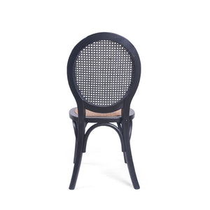 English Elm Dining Chairs Set of 2 Solid Elm Wood with Pressed Cane Mid-century Style 66146.00BLK