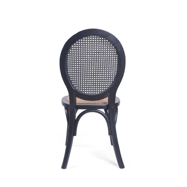 English Elm Dining Chairs Set of 2 Solid Elm Wood with Pressed Cane Mid-century Style 66146.00BLK