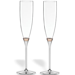 Lenox Kate Spade Rosy Glow 2-Piece Champagne Flute Set Clear, SLVR PLATE MULTI 852078