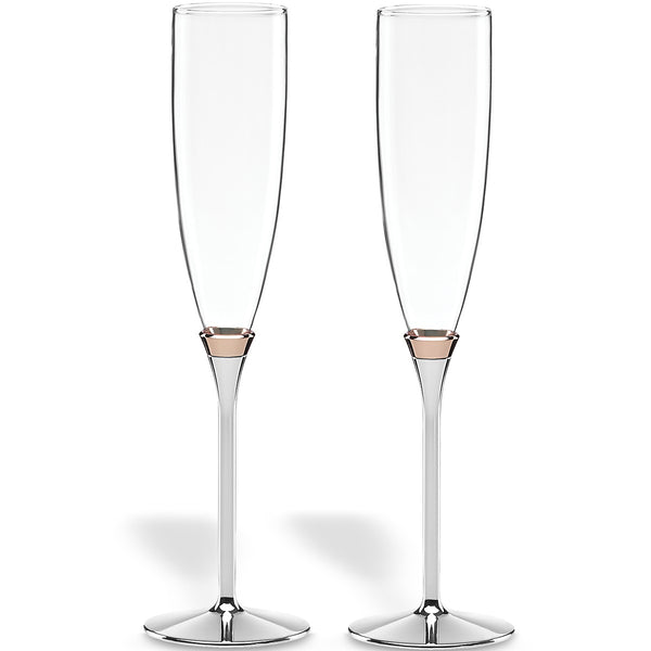 Lenox Kate Spade Rosy Glow 2-Piece Champagne Flute Set Clear, SLVR PLATE MULTI 852078