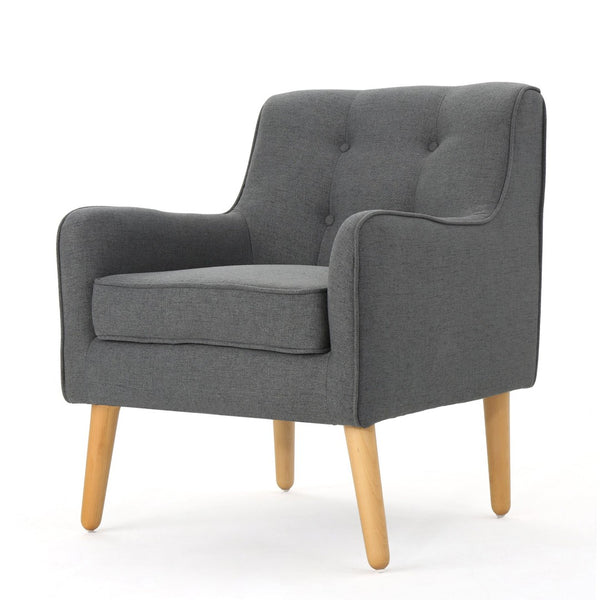 English Elm Arm Chair Tufted Mid-century Accent Seat with Rubberwood Legs for Living Room 60015.00CCL
