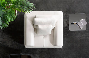 Pasargad Ravenna White Faux Suede Accent Chair - Transformable Design With Sliding Armrest & Backrest White Faux Suede Pslm-012-1