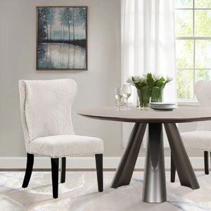 Pasargad Elara Upholstered Dining Chair Set - 2 Elegant Pieces With Nailhead Detail In Ivory Ivory Polyester Pzw-2066