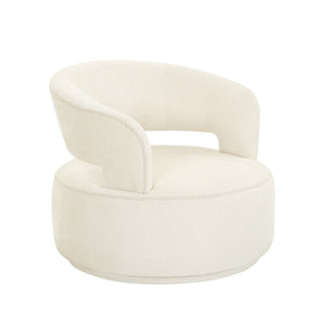 Pasargad Home Piagia Swivel Barrel Chair - Ultra-plush Silver Upholstery For Modern Comfort & Style Ivory Polyester Pzw-20087w