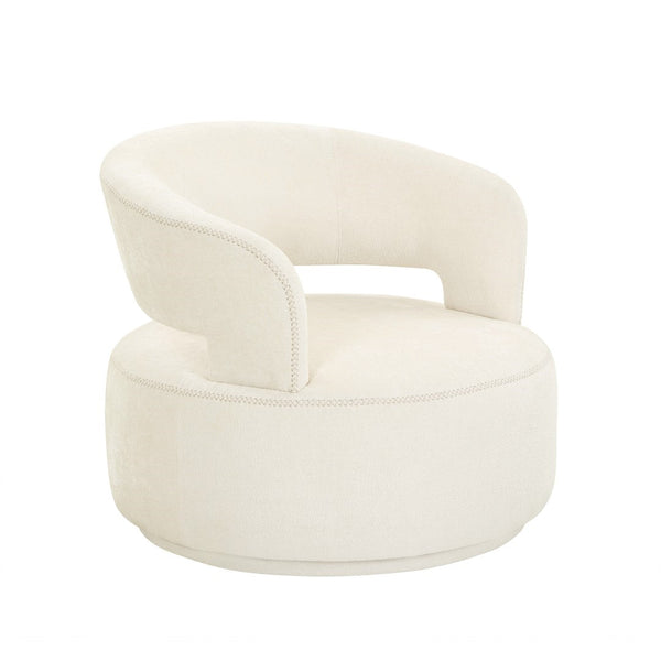 Pasargad Home Piagia Swivel Barrel Chair - Ultra-plush Silver Upholstery For Modern Comfort & Style Ivory Polyester Pzw-20087w